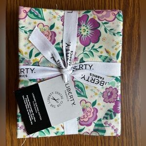 5pc 100% Cotton Fabric Fat Quarter Bundle DECO DANCE Liberty Purple Teal Florals